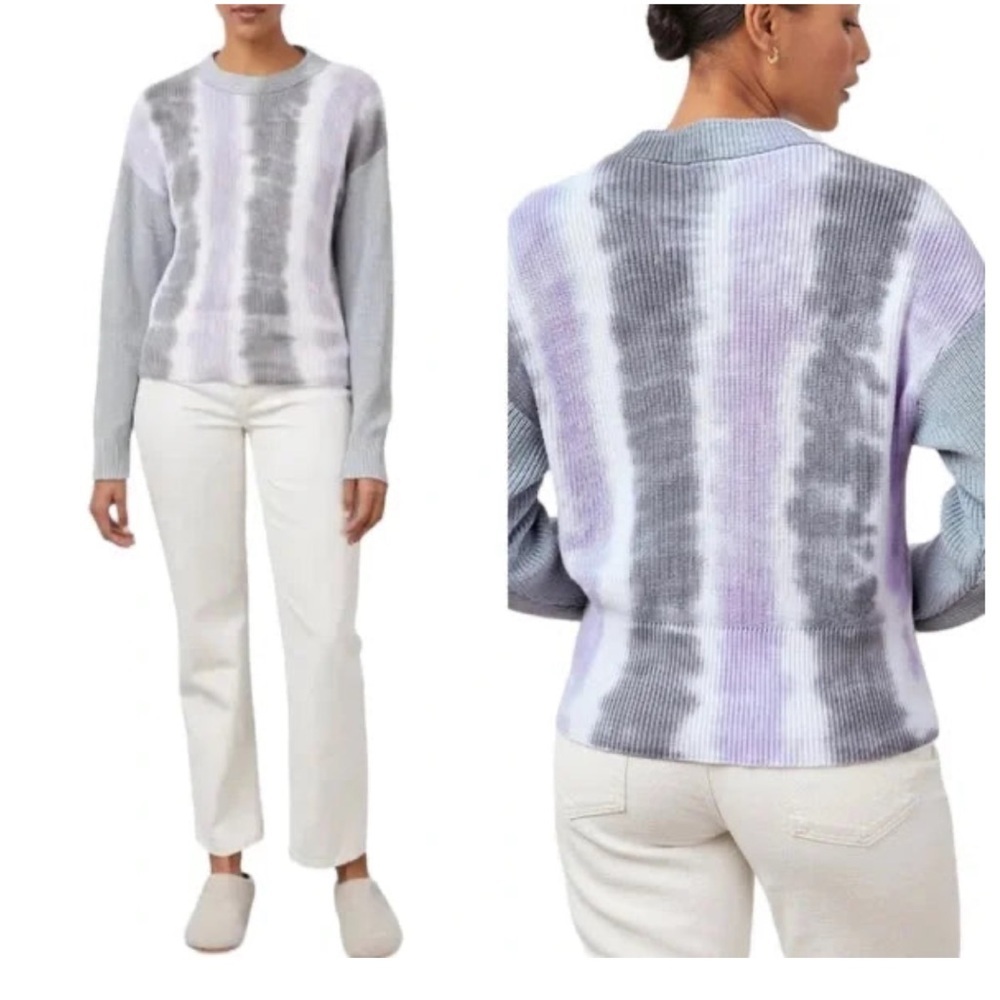 • Rails • Women’s Karis Tie Dye Stripe Sweater Purple / White / Gray Small